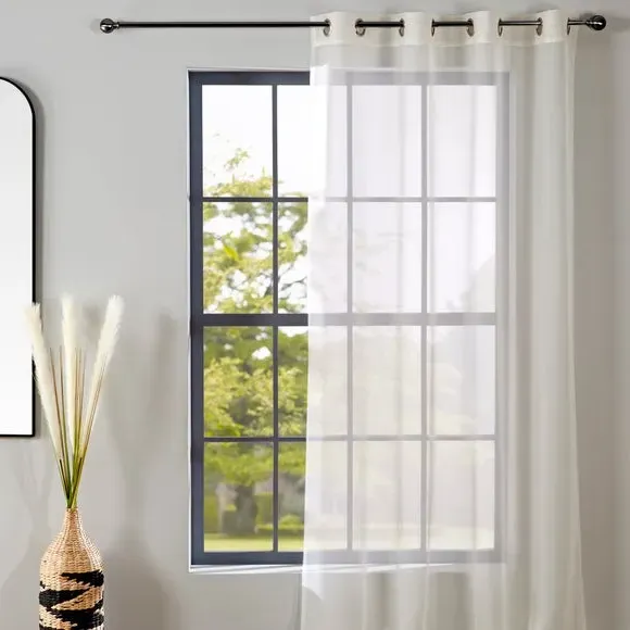 Single Voile Panel with Eyelets - Ivory, Sheer