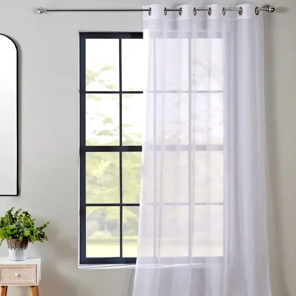 Single Voile Panel with Eyelets - White, Crushed