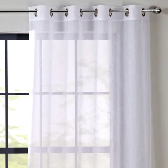 Single Voile Panel with Eyelets - White, Crushed