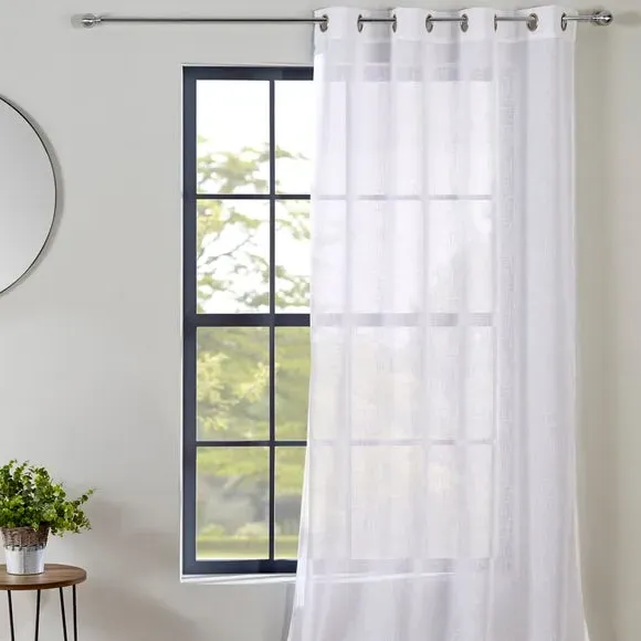 Single Voile Panel with Eyelets - White, Polyester