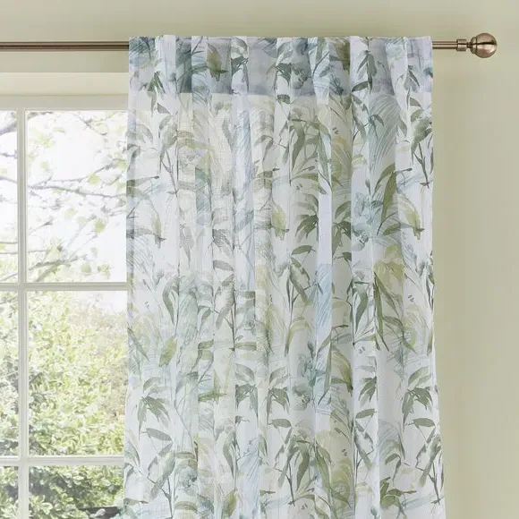 Single Voile Panel with Hidden Tab Top - Green image