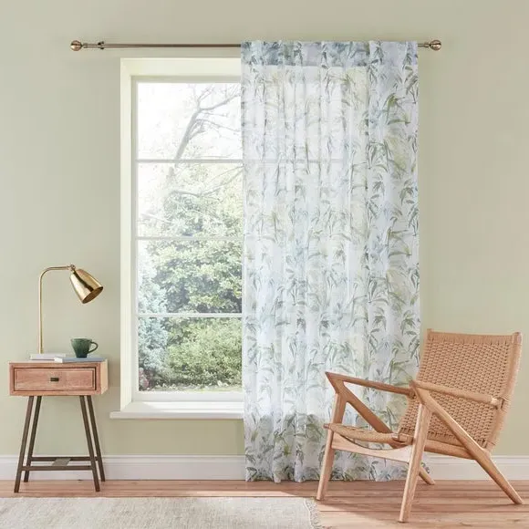 Single Voile Panel with Hidden Tab Top - Green