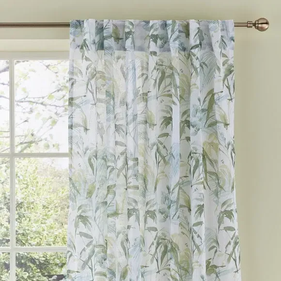 Single Voile Panel with Hidden Tab Top - Green