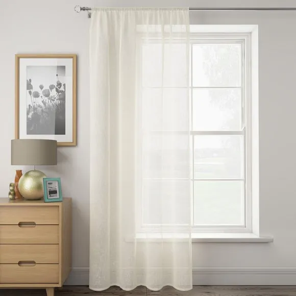 Single Voile Panel with Slot Top - Cream, Polyester