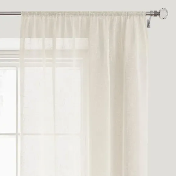 Single Voile Panel with Slot Top - Cream, Polyester image