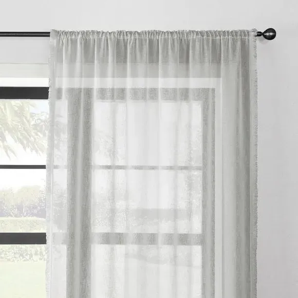 Single Voile Panel with Slot Top - Grey, Polyester image