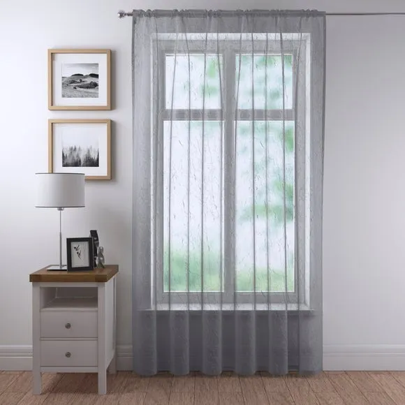Single Voile Panel with Slot Top - Grey