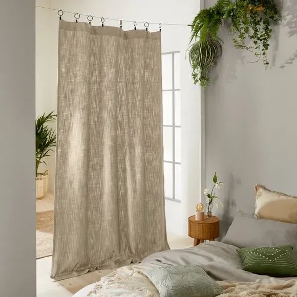 Single Voile Panel with Slot Top - Natural