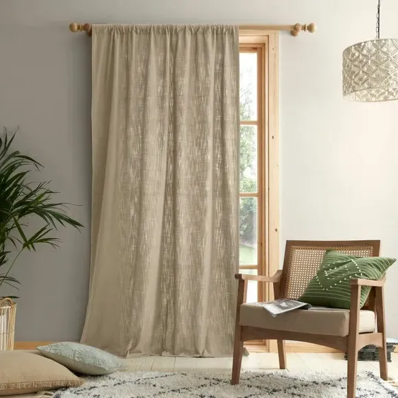 Single Voile Panel with Slot Top - Natural