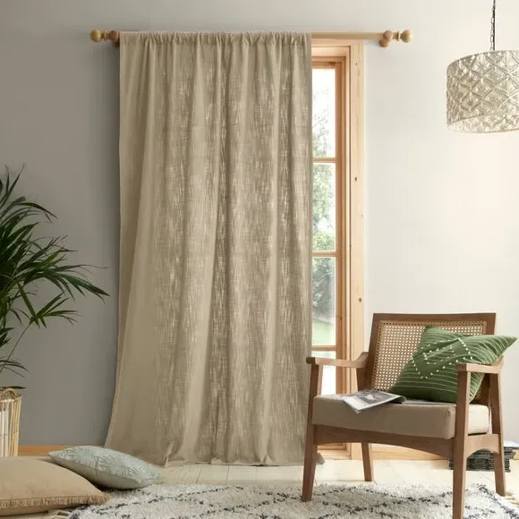 Single Voile Panel with Slot Top - Natural