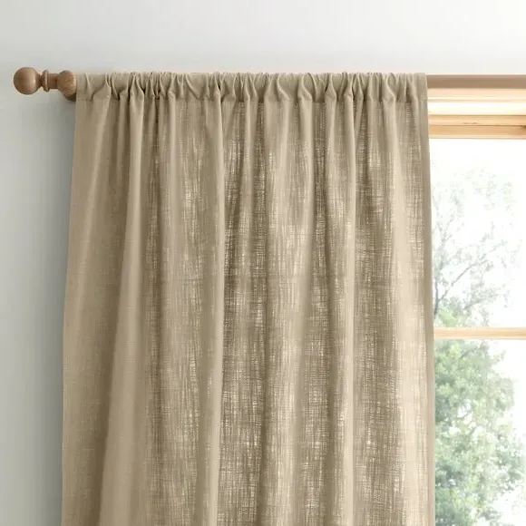 Single Voile Panel with Slot Top - Natural