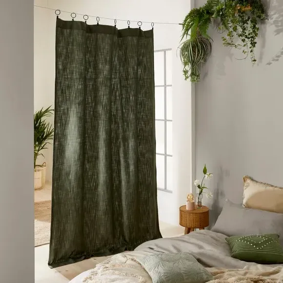 Single Voile Panel with Slot Top - Olive