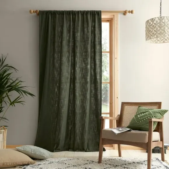 Single Voile Panel with Slot Top - Olive