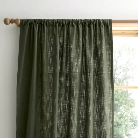 Single Voile Panel with Slot Top - Olive