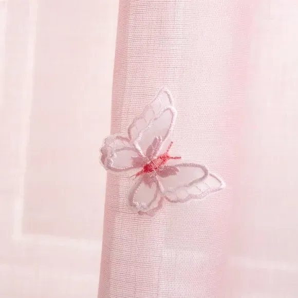Single Voile Panel with Slot Top - Pink, Polyester