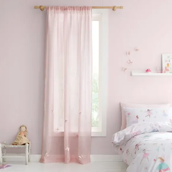 Single Voile Panel with Slot Top - Pink, Polyester image