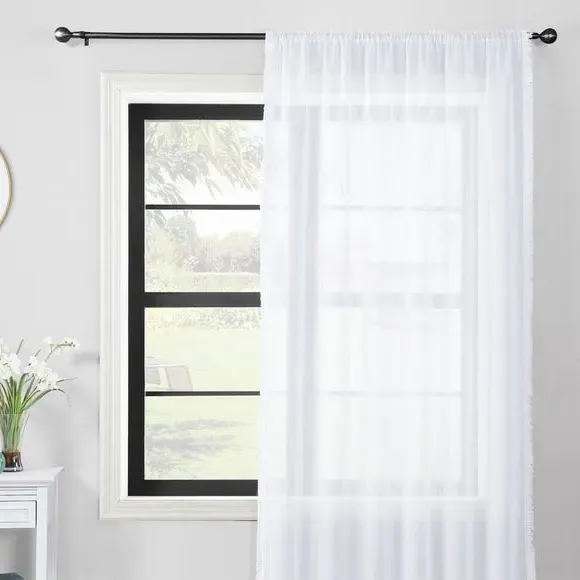 Single Voile Panel with Slot Top - White, Polyester