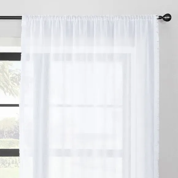 Single Voile Panel with Slot Top - White, Polyester