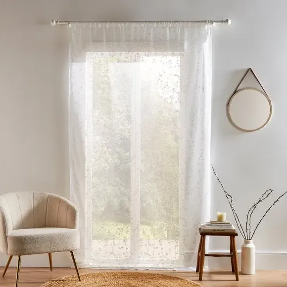 Single Voile Panel with Slot Top - White, Polyester