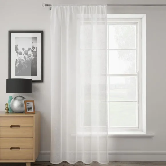 Single Voile Panel with Slot Top - White, Polyester