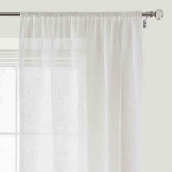 Single Voile Panel with Slot Top - White, Polyester