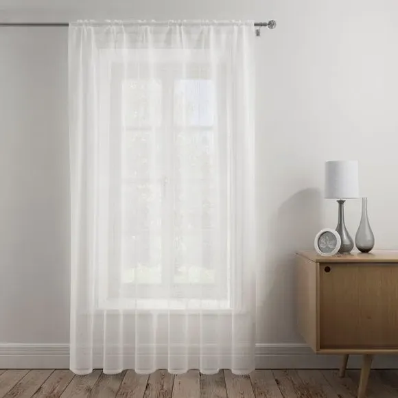 Single Voile Panel with Slot Top - White, Polyester