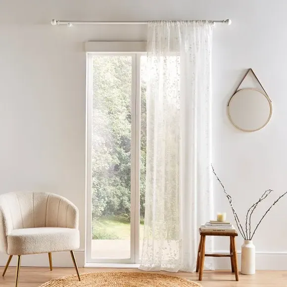 Single Voile Panel with Slot Top - White, Polyester
