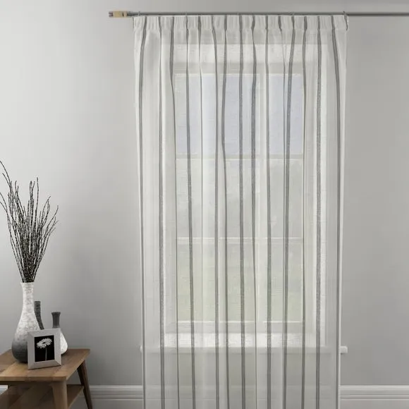 Single Voile Panel with Tape Top - Charcoal, Boucle