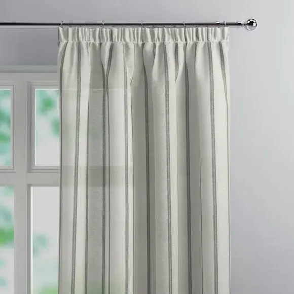 Single Voile Panel with Tape Top - Charcoal, Boucle