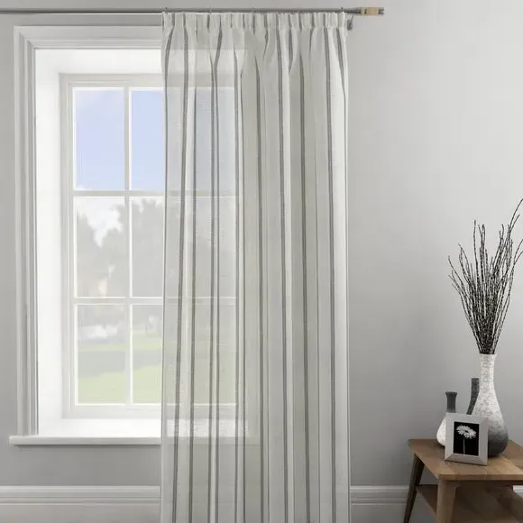 Single Voile Panel with Tape Top - Charcoal, Boucle