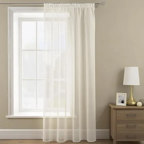 Single Voile Panel with Tape Top - Ivory