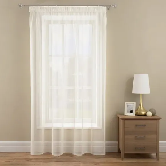 Single Voile Panel with Tape Top - Ivory