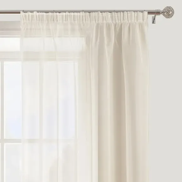 Single Voile Panel with Tape Top - Ivory