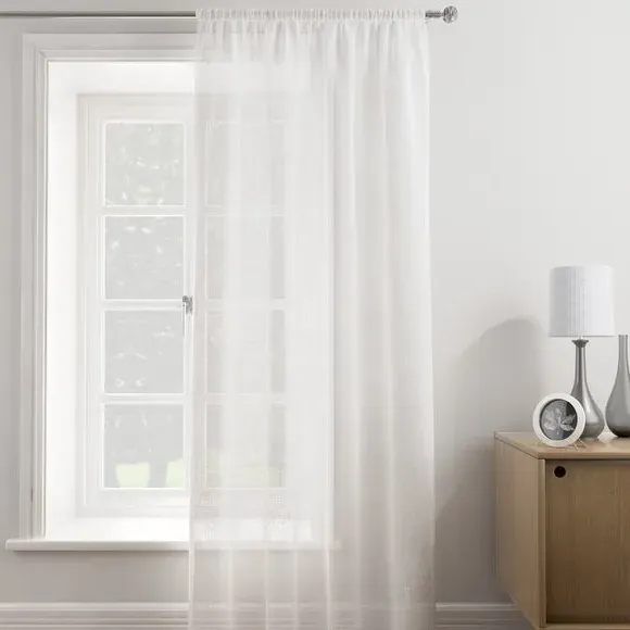 Single Voile Panel with Tape Top - White