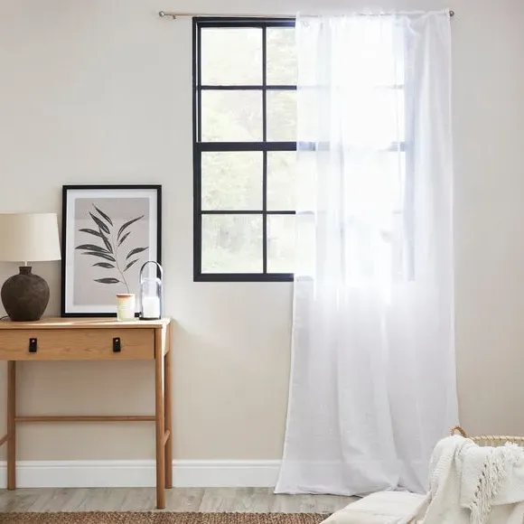 Single Voile Panel with Tape Top - White
