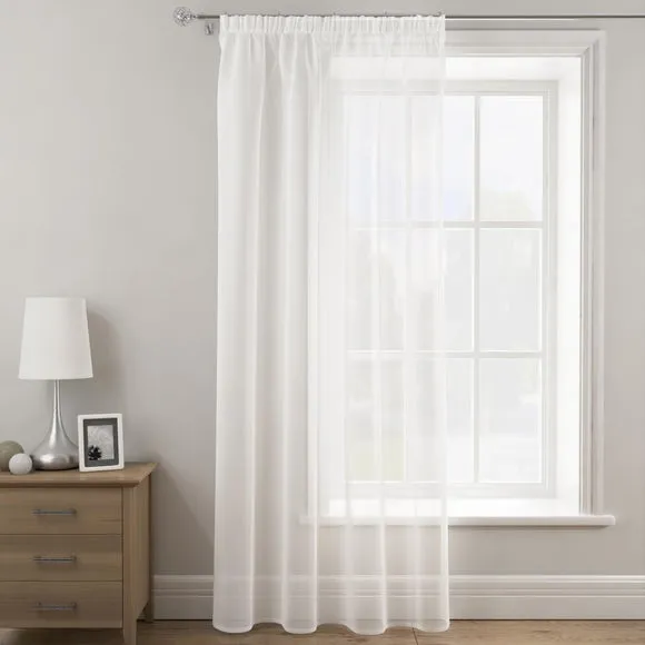 Single Voile Panel with Tape Top - White