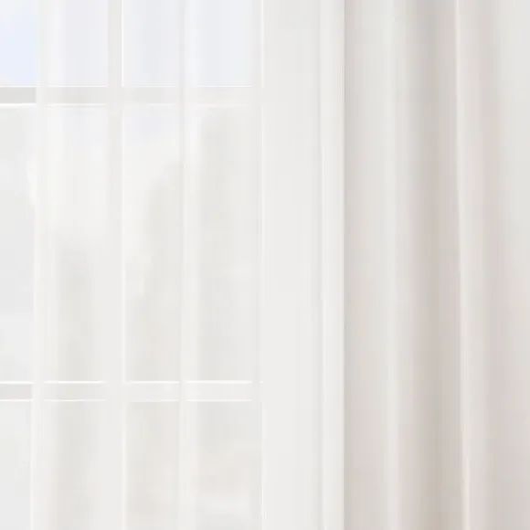 Single Voile Panel with Tape Top - White
