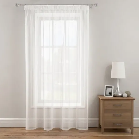 Single Voile Panel with Tape Top - White