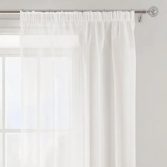 Single Voile Panel with Tape Top - White