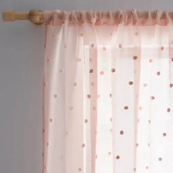 Single Voile Panel with Tufted Texture - Pink