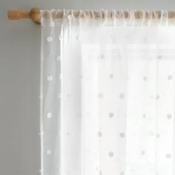 Single Voile Panel with Tufted Texture - White