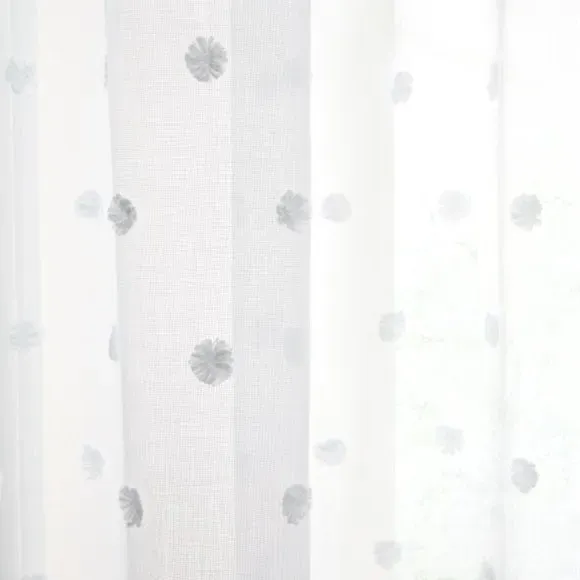 Single Voile Panel with Tufted Texture - White