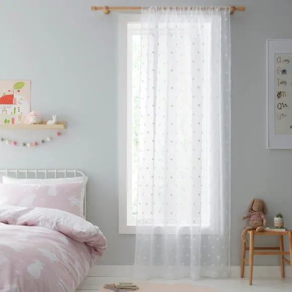 Single Voile Panel with Tufted Texture - White