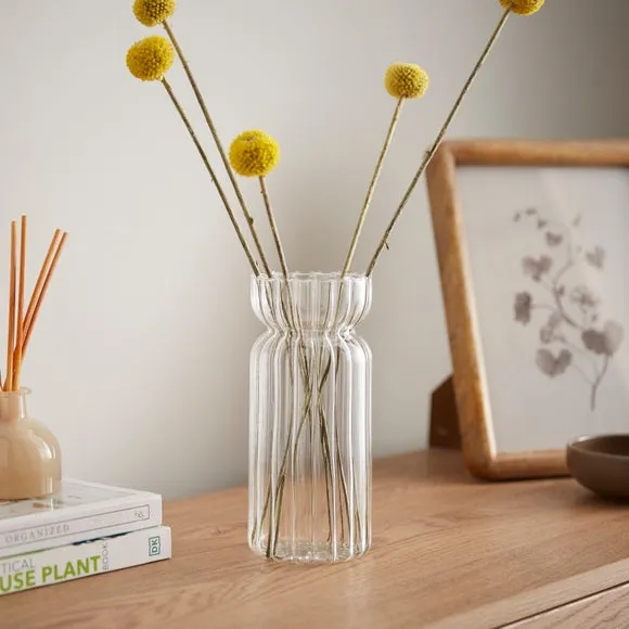 Single Waisted Ribbed Vase - Clear, Glass image