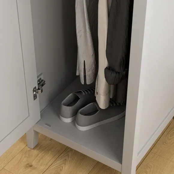 Single Wardrobe with Double Rail - Grey