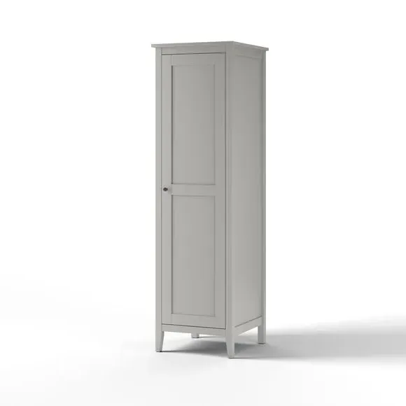 Single Wardrobe with Double Rail - Grey
