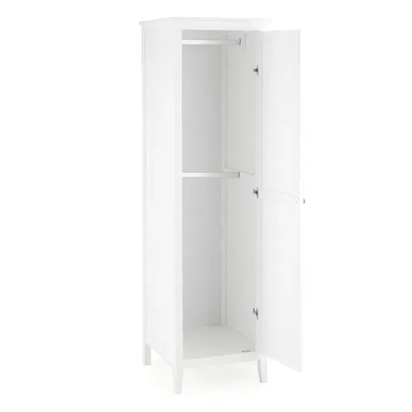 Single Wardrobe with Double Rail - White