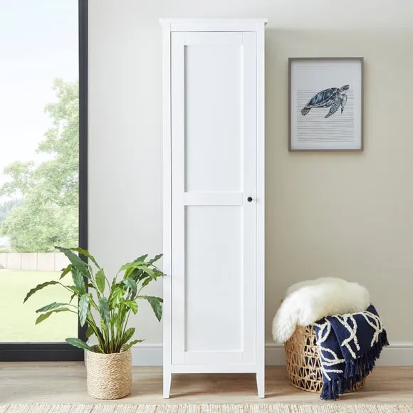 Single Wardrobe with Double Rail - White