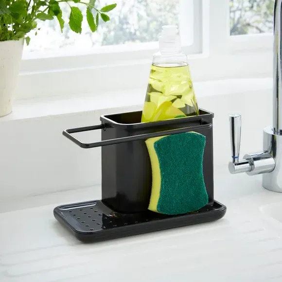 Sinkside Caddy with Soap Holder - Black