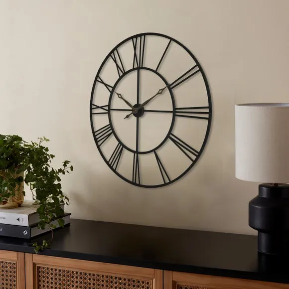 Skeleton Wall Clock - Black, Metal